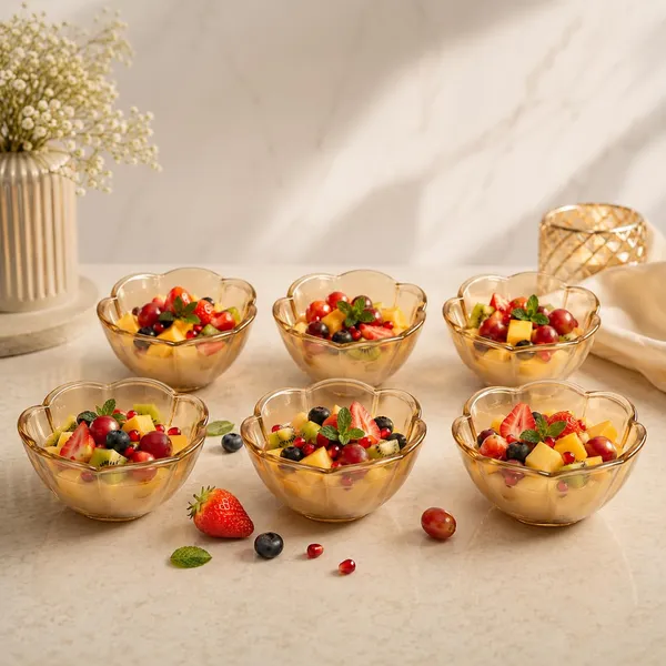 Manraj_Flower_Shape_Set_Of_6_For_Dessert,_Dips,_Nuts_&_Snacks_Bowls_(160Ml_Each)_For_Mixing,_Storing_Suitable_For_Serving_Desserts,_Fruits,_Dry_Fruits,_Lentils_And_Snacks_(Gold)