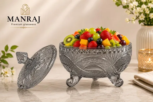 Manraj_Diamond_Texture_Donga_With_Glass_Lid_1000Ml,_Heat_&_Cold_Proof_For_Cooking,_Serving,_Storing_Suitable_For_Snacks,_Fruits,_Salad,_Noodles,_Maggi,_Pudding,_Ice-Cream_(Black)