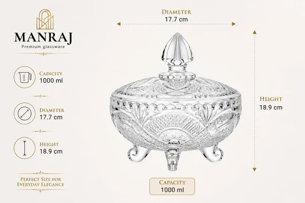 Manraj_Diamond_Texture_Donga_With_Glass_Lid_1000Ml,_Heat_&_Cold_Proof_For_Cooking,_Serving,_Storing_Suitable_For_Snacks,_Fruits,_Salad,_Noodles,_Maggi,_Pudding,_Ice-Cream_(Clear)