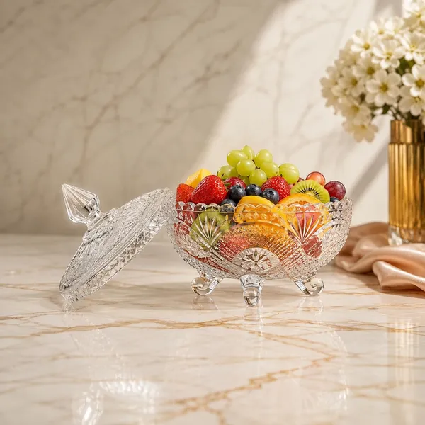 Manraj_Diamond_Texture_Donga_With_Glass_Lid_1000Ml,_Heat_&_Cold_Proof_For_Cooking,_Serving,_Storing_Suitable_For_Snacks,_Fruits,_Salad,_Noodles,_Maggi,_Pudding,_Ice-Cream_(Clear)
