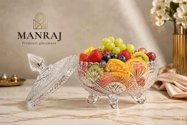 Manraj_Diamond_Texture_Donga_With_Glass_Lid_1000Ml,_Heat_&_Cold_Proof_For_Cooking,_Serving,_Storing_Suitable_For_Snacks,_Fruits,_Salad,_Noodles,_Maggi,_Pudding,_Ice-Cream_(Clear)