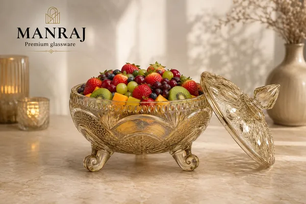 Manraj_Diamond_Texture_Donga_With_Glass_Lid_1000Ml,_Heat_&_Cold_Proof_For_Cooking,_Serving,_Storing_Suitable_For_Snacks,_Fruits,_Salad,_Noodles,_Maggi,_Pudding,_Ice-Cream_(Gold)