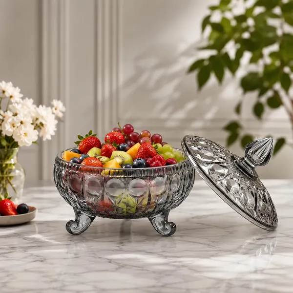 Manraj_Diamond_Texture_Donga_With_Glass_Lid_1000Ml,_Heat_&_Cold_Proof_For_Cooking,_Serving,_Storing_Suitable_For_Snacks,_Fruits,_Salad,_Noodles,_Maggi,_Pudding,_Ice_Cream_(Black)
