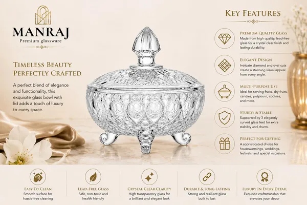 Manraj_Diamond_Texture_Donga_With_Glass_Lid_1000Ml,_Heat_&_Cold_Proof_For_Cooking,_Serving,_Storing_Suitable_For_Snacks,_Fruits,_Salad,_Noodles,_Maggi,_Pudding,_Ice_Cream_(Clear)