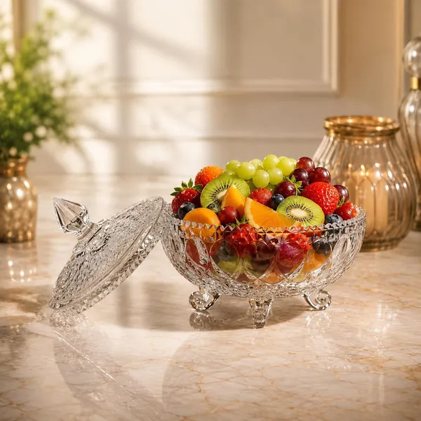 Manraj_Diamond_Texture_Donga_With_Glass_Lid_1000Ml,_Heat_&_Cold_Proof_For_Cooking,_Serving,_Storing_Suitable_For_Snacks,_Fruits,_Salad,_Noodles,_Maggi,_Pudding,_Ice_Cream_(Clear)