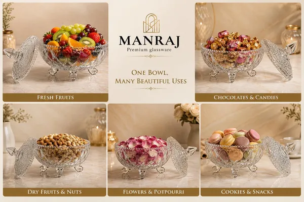 Manraj_Diamond_Texture_Donga_With_Glass_Lid_1000Ml,_Heat_&_Cold_Proof_For_Cooking,_Serving,_Storing_Suitable_For_Snacks,_Fruits,_Salad,_Noodles,_Maggi,_Pudding,_Ice_Cream_(Clear)