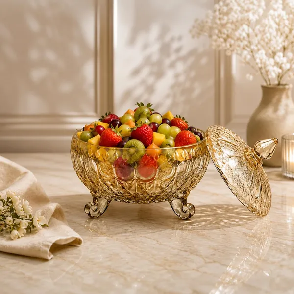Manraj_Diamond_Texture_Donga_With_Glass_Lid_1000Ml,_Heat_&_Cold_Proof_For_Cooking,_Serving,_Storing_Suitable_For_Snacks,_Fruits,_Salad,_Noodles,_Maggi,_Pudding,_Ice_Cream_(Gold)