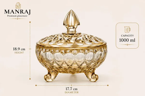 Manraj_Diamond_Texture_Donga_With_Glass_Lid_1000Ml,_Heat_&_Cold_Proof_For_Cooking,_Serving,_Storing_Suitable_For_Snacks,_Fruits,_Salad,_Noodles,_Maggi,_Pudding,_Ice_Cream_(Gold)