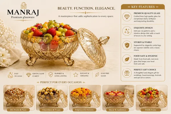 Manraj_Diamond_Texture_Donga_With_Glass_Lid_1000Ml,_Heat_&_Cold_Proof_For_Cooking,_Serving,_Storing_Suitable_For_Snacks,_Fruits,_Salad,_Noodles,_Maggi,_Pudding,_Ice_Cream_(Gold)
