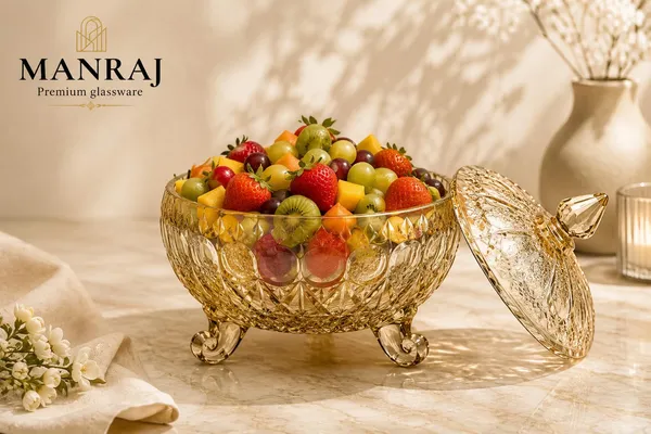 Manraj_Diamond_Texture_Donga_With_Glass_Lid_1000Ml,_Heat_&_Cold_Proof_For_Cooking,_Serving,_Storing_Suitable_For_Snacks,_Fruits,_Salad,_Noodles,_Maggi,_Pudding,_Ice_Cream_(Gold)