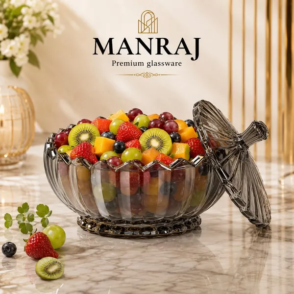 Manraj_Diamond_Texture_Donga_With_Glass_Lid_1140Ml,_Heat_&_Cold_Proof_For_Cooking,_Serving,_Storing_Suitable_For_Snacks,_Fruits,_Salad,_Noodles,_Maggi,_Pudding,_Ice-Cream_(Black)