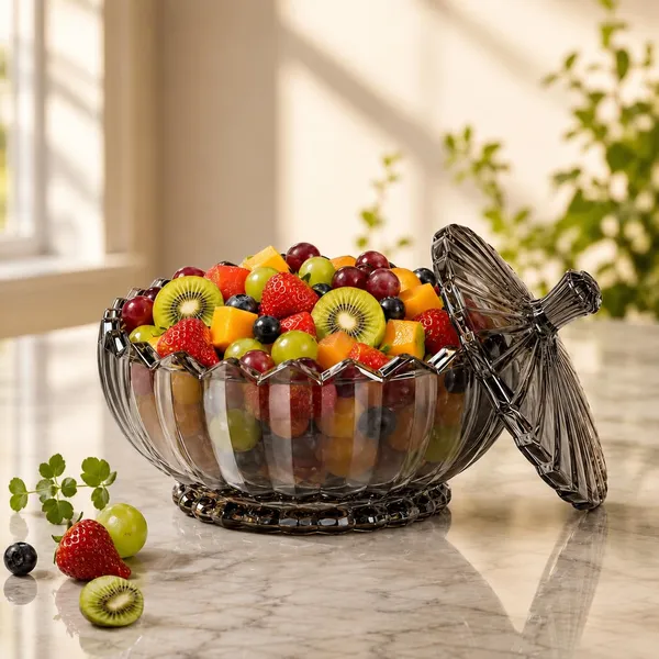Manraj_Diamond_Texture_Donga_With_Glass_Lid_1140Ml,_Heat_&_Cold_Proof_For_Cooking,_Serving,_Storing_Suitable_For_Snacks,_Fruits,_Salad,_Noodles,_Maggi,_Pudding,_Ice-Cream_(Black)