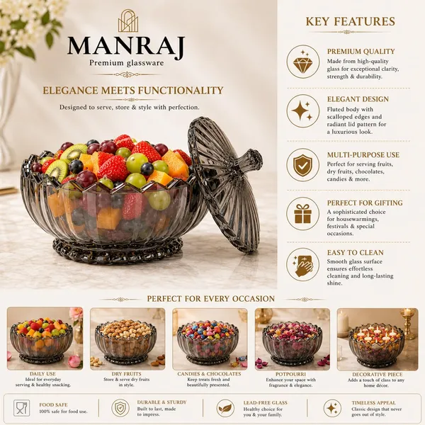 Manraj_Diamond_Texture_Donga_With_Glass_Lid_1140Ml,_Heat_&_Cold_Proof_For_Cooking,_Serving,_Storing_Suitable_For_Snacks,_Fruits,_Salad,_Noodles,_Maggi,_Pudding,_Ice-Cream_(Black)