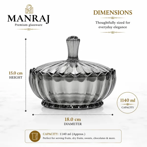 Manraj_Diamond_Texture_Donga_With_Glass_Lid_1140Ml,_Heat_&_Cold_Proof_For_Cooking,_Serving,_Storing_Suitable_For_Snacks,_Fruits,_Salad,_Noodles,_Maggi,_Pudding,_Ice-Cream_(Black)