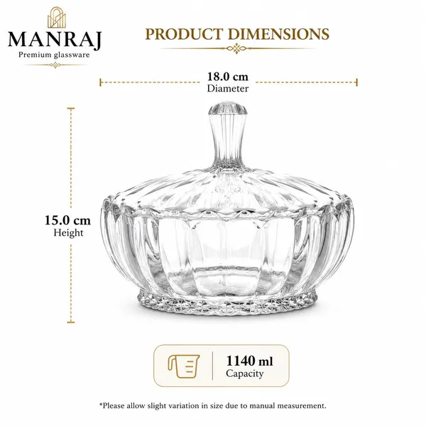 Manraj_Diamond_Texture_Donga_With_Glass_Lid_1140Ml,_Heat_&_Cold_Proof_For_Cooking,_Serving,_Storing_Suitable_For_Snacks,_Fruits,_Salad,_Noodles,_Maggi,_Pudding,_Ice-Cream_(Clear)