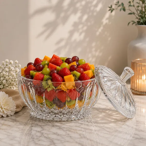 Manraj_Diamond_Texture_Donga_With_Glass_Lid_1140Ml,_Heat_&_Cold_Proof_For_Cooking,_Serving,_Storing_Suitable_For_Snacks,_Fruits,_Salad,_Noodles,_Maggi,_Pudding,_Ice-Cream_(Clear)