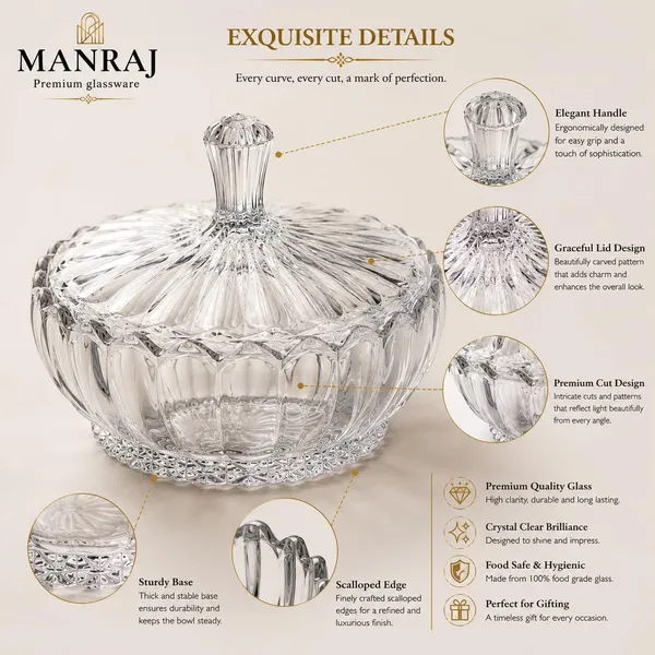 Manraj_Diamond_Texture_Donga_With_Glass_Lid_1140Ml,_Heat_&_Cold_Proof_For_Cooking,_Serving,_Storing_Suitable_For_Snacks,_Fruits,_Salad,_Noodles,_Maggi,_Pudding,_Ice-Cream_(Clear)