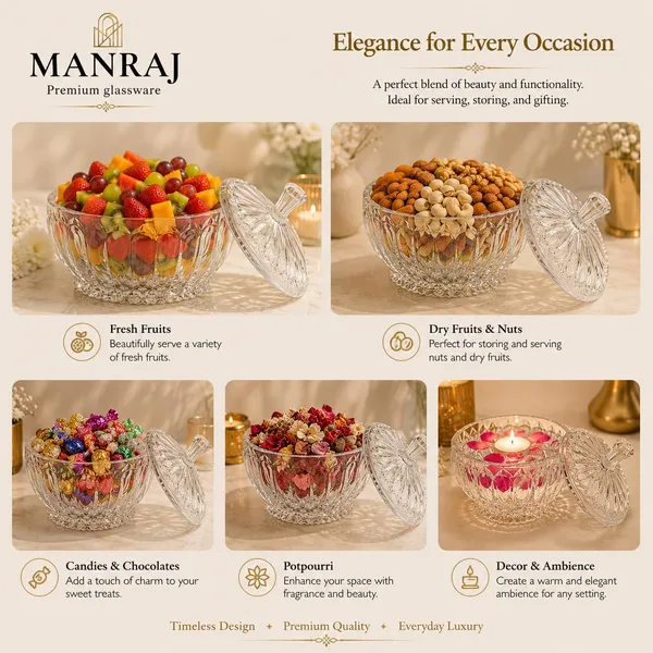 Manraj_Diamond_Texture_Donga_With_Glass_Lid_1140Ml,_Heat_&_Cold_Proof_For_Cooking,_Serving,_Storing_Suitable_For_Snacks,_Fruits,_Salad,_Noodles,_Maggi,_Pudding,_Ice-Cream_(Clear)
