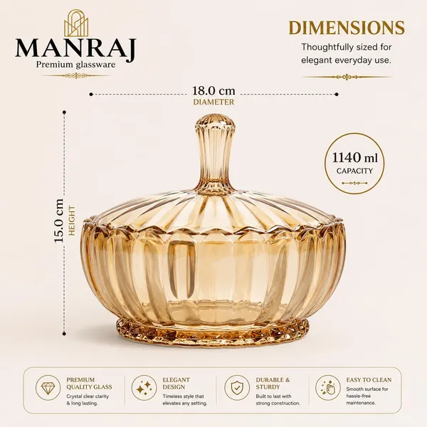 Manraj_Diamond_Texture_Donga_With_Glass_Lid_1140Ml,_Heat_&_Cold_Proof_For_Cooking,_Serving,_Storing_Suitable_For_Snacks,_Fruits,_Salad,_Noodles,_Maggi,_Pudding,_Ice-Cream_(Gold)