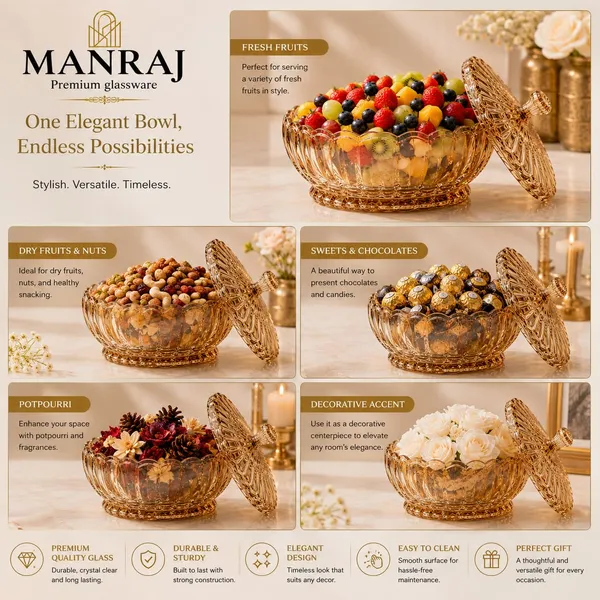 Manraj_Diamond_Texture_Donga_With_Glass_Lid_1140Ml,_Heat_&_Cold_Proof_For_Cooking,_Serving,_Storing_Suitable_For_Snacks,_Fruits,_Salad,_Noodles,_Maggi,_Pudding,_Ice-Cream_(Gold)