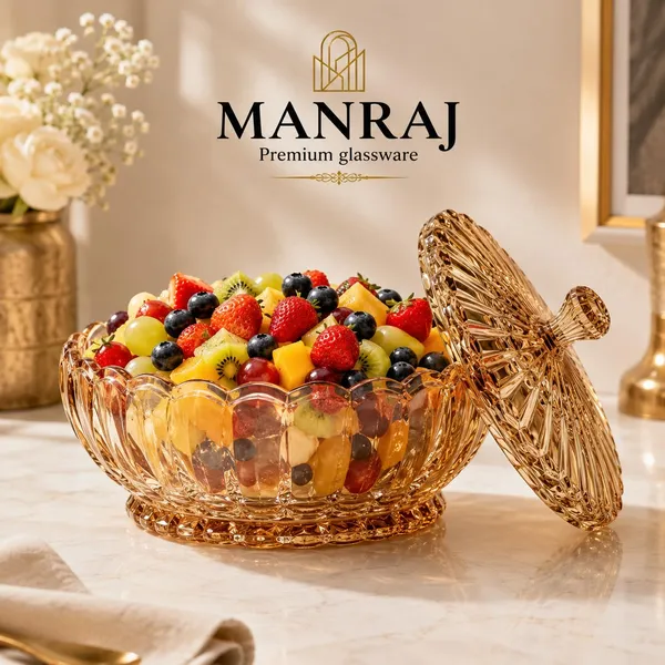 Manraj_Diamond_Texture_Donga_With_Glass_Lid_1140Ml,_Heat_&_Cold_Proof_For_Cooking,_Serving,_Storing_Suitable_For_Snacks,_Fruits,_Salad,_Noodles,_Maggi,_Pudding,_Ice-Cream_(Gold)