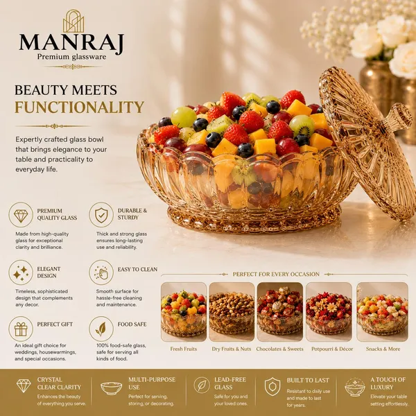 Manraj_Diamond_Texture_Donga_With_Glass_Lid_1140Ml,_Heat_&_Cold_Proof_For_Cooking,_Serving,_Storing_Suitable_For_Snacks,_Fruits,_Salad,_Noodles,_Maggi,_Pudding,_Ice-Cream_(Gold)