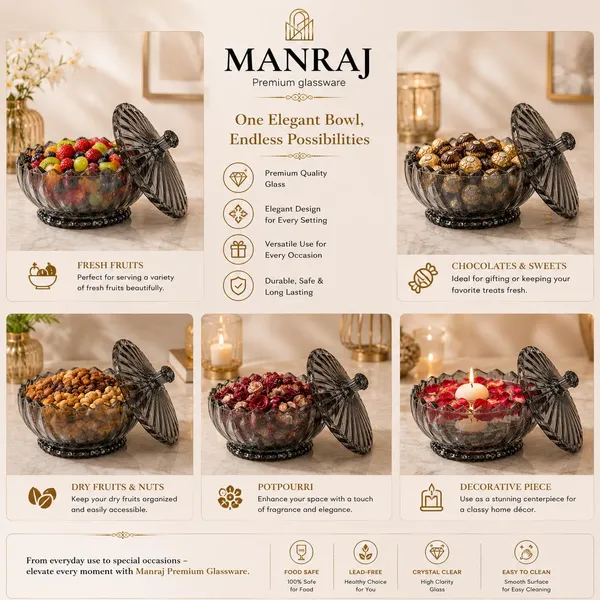 Manraj_Diamond_Texture_Donga_With_Glass_Lid_1140Ml,_Heat_&_Cold_Proof_For_Cooking,_Serving,_Storing_Suitable_For_Snacks,_Fruits,_Salad,_Noodles,_Maggi,_Pudding,_Ice_Cream_(Black)