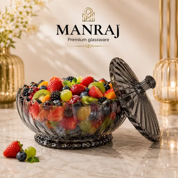 Manraj_Diamond_Texture_Donga_With_Glass_Lid_1140Ml,_Heat_&_Cold_Proof_For_Cooking,_Serving,_Storing_Suitable_For_Snacks,_Fruits,_Salad,_Noodles,_Maggi,_Pudding,_Ice_Cream_(Black)