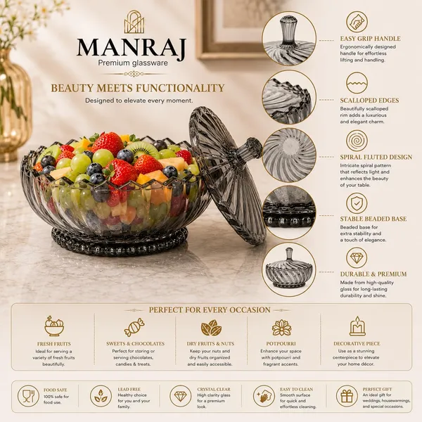 Manraj_Diamond_Texture_Donga_With_Glass_Lid_1140Ml,_Heat_&_Cold_Proof_For_Cooking,_Serving,_Storing_Suitable_For_Snacks,_Fruits,_Salad,_Noodles,_Maggi,_Pudding,_Ice_Cream_(Black)