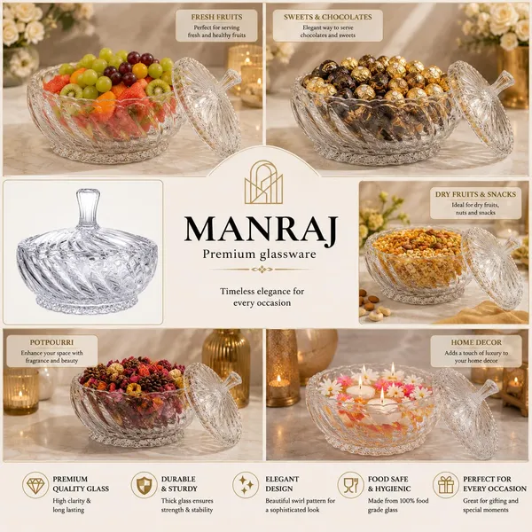 Manraj_Diamond_Texture_Donga_With_Glass_Lid_1140Ml,_Heat_&_Cold_Proof_For_Cooking,_Serving,_Storing_Suitable_For_Snacks,_Fruits,_Salad,_Noodles,_Maggi,_Pudding,_Ice_Cream_(Clear)