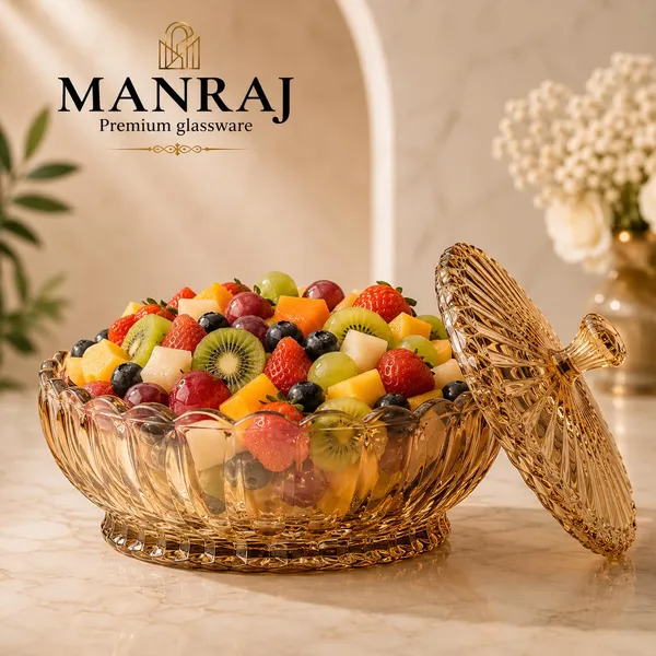 Manraj_Diamond_Texture_Donga_With_Glass_Lid_1140Ml,_Heat_&_Cold_Proof_For_Cooking,_Serving,_Storing_Suitable_For_Snacks,_Fruits,_Salad,_Noodles,_Maggi,_Pudding,_Ice_Cream_(Gold)
