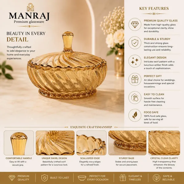Manraj_Diamond_Texture_Donga_With_Glass_Lid_1140Ml,_Heat_&_Cold_Proof_For_Cooking,_Serving,_Storing_Suitable_For_Snacks,_Fruits,_Salad,_Noodles,_Maggi,_Pudding,_Ice_Cream_(Gold)