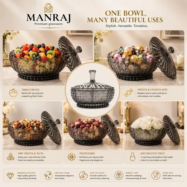 Manraj_Diamond_Texture_Donga_With_Glass_Lid_1140Ml,_Heat_V_Cold_Proof_For_Cooking,_Serving,_Storing_Suitable_For_Snacks,_Fruits,_Salad,_Noodles,_Maggi,_Pudding,_Ice-Cream_(Black)
