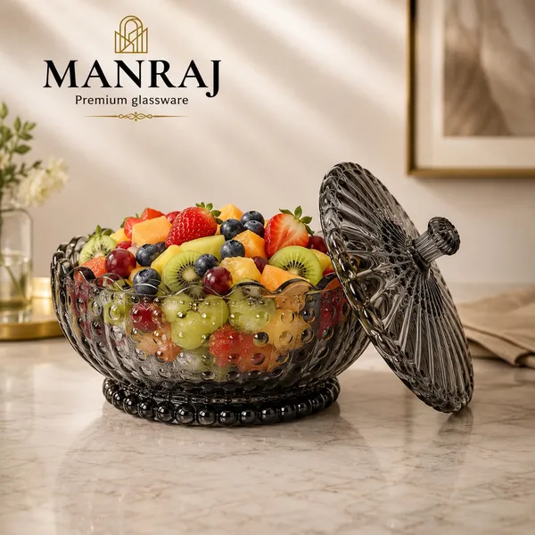 Manraj_Diamond_Texture_Donga_With_Glass_Lid_1140Ml,_Heat_V_Cold_Proof_For_Cooking,_Serving,_Storing_Suitable_For_Snacks,_Fruits,_Salad,_Noodles,_Maggi,_Pudding,_Ice-Cream_(Black)