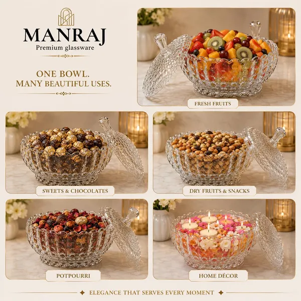 Manraj_Diamond_Texture_Donga_With_Glass_Lid_1140Ml,_Heat_And_Cold_Proof_For_Cooking,_Serving,_Storing_Suitable_For_Snacks,_Fruits,_Salad,_Noodles,_Maggi,_Pudding,_Ice-Cream_(Clear)