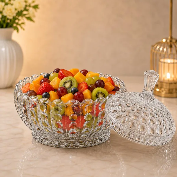 Manraj_Diamond_Texture_Donga_With_Glass_Lid_1140Ml,_Heat_And_Cold_Proof_For_Cooking,_Serving,_Storing_Suitable_For_Snacks,_Fruits,_Salad,_Noodles,_Maggi,_Pudding,_Ice-Cream_(Clear)