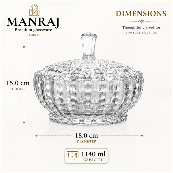 Manraj_Diamond_Texture_Donga_With_Glass_Lid_1140Ml,_Heat_And_Cold_Proof_For_Cooking,_Serving,_Storing_Suitable_For_Snacks,_Fruits,_Salad,_Noodles,_Maggi,_Pudding,_Ice-Cream_(Clear)
