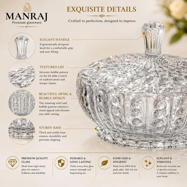 Manraj_Diamond_Texture_Donga_With_Glass_Lid_1140Ml,_Heat_And_Cold_Proof_For_Cooking,_Serving,_Storing_Suitable_For_Snacks,_Fruits,_Salad,_Noodles,_Maggi,_Pudding,_Ice-Cream_(Clear)