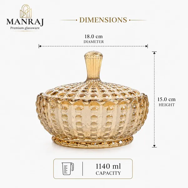 Manraj_Diamond_Texture_Donga_With_Glass_Lid_1140Ml,_Heat_And_Cold_Proof_For_Cooking,_Serving,_Storing_Suitable_For_Snacks,_Fruits,_Salad,_Noodles,_Maggi,_Pudding,_Ice-Cream_(Gold)