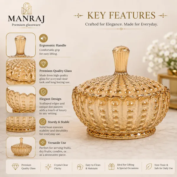 Manraj_Diamond_Texture_Donga_With_Glass_Lid_1140Ml,_Heat_And_Cold_Proof_For_Cooking,_Serving,_Storing_Suitable_For_Snacks,_Fruits,_Salad,_Noodles,_Maggi,_Pudding,_Ice-Cream_(Gold)