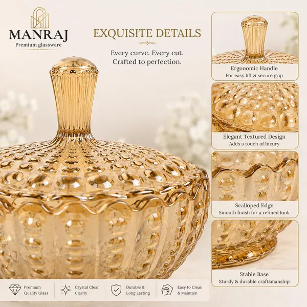 Manraj_Diamond_Texture_Donga_With_Glass_Lid_1140Ml,_Heat_And_Cold_Proof_For_Cooking,_Serving,_Storing_Suitable_For_Snacks,_Fruits,_Salad,_Noodles,_Maggi,_Pudding,_Ice-Cream_(Gold)