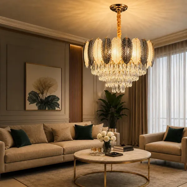Manraj_Luxury_Led_Crystal_Chandelier_Round_Gold_Finish_Jhoomer_(500Mm)