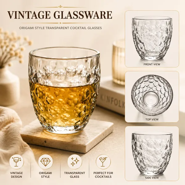 Manraj_Glass_Cups_Vintage_Glassware_Set_Of_6,_Origami_Style_Transparent_Cocktail_Glasses_Set,_Bar_Beverages_Ice_Coffee_Cup_Juice_Ripple_Drinkware,_275Ml