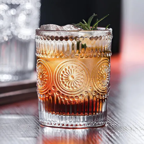 Manraj_Vintage_Drinking_Glasses_Set_Of_6,_Textured_Clear_Striped_Glass_Cups-6_Highball_Glasses_6_Rocks_Glasses,_Ribbed_Glassware_Set,_Mojito_Cups,_Cocktail_Glass,_Iced_Coffee_Cup