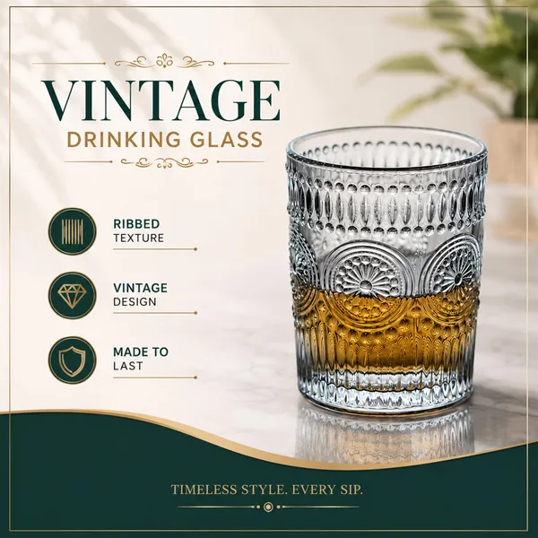 Manraj_Vintage_Drinking_Glasses_Set_Of_6,_Textured_Clear_Striped_Glass_Cups-6_Highball_Glasses_6_Rocks_Glasses,_Ribbed_Glassware_Set,_Mojito_Cups,_Cocktail_Glass,_Iced_Coffee_Cup