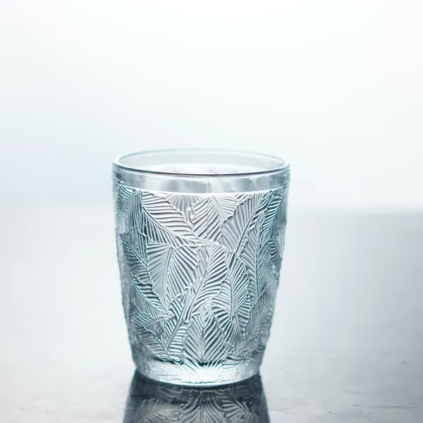 Manraj_Glass_Romantic_Embossed_Leaves_Decorative_Glasses_Set_Of_6,_Vintage_Glassware_Set,_Ripple_Drinkware,_Origami_Style_Transparent_Cocktail_Glasses_Set,_Bar_Beverages_Ice_Coffee_Cup,_(275Ml)