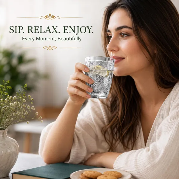 Manraj_Glass_Romantic_Embossed_Leaves_Decorative_Glasses_Set_Of_6,_Vintage_Glassware_Set,_Ripple_Drinkware,_Origami_Style_Transparent_Cocktail_Glasses_Set,_Bar_Beverages_Ice_Coffee_Cup,_(275Ml)