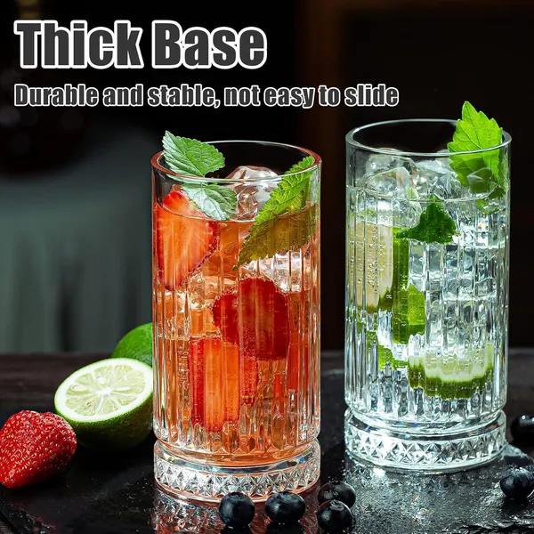 Manraj_Tall_Highball_Glasses_Set_Of_6,_Textured_Designer_Glassware_For_Drinking_Water,_Beer,_Or_Soda,_Trendy_And_Elegant_Dishware,_Dishwasher_Safe_(Hiball)_(255_Ml)_(_Large_)