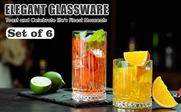 Manraj_Tall_Highball_Glasses_Set_Of_6,_Textured_Designer_Glassware_For_Drinking_Water,_Beer,_Or_Soda,_Trendy_And_Elegant_Dishware,_Dishwasher_Safe_(Hiball)_(255_Ml)_(_Large_)