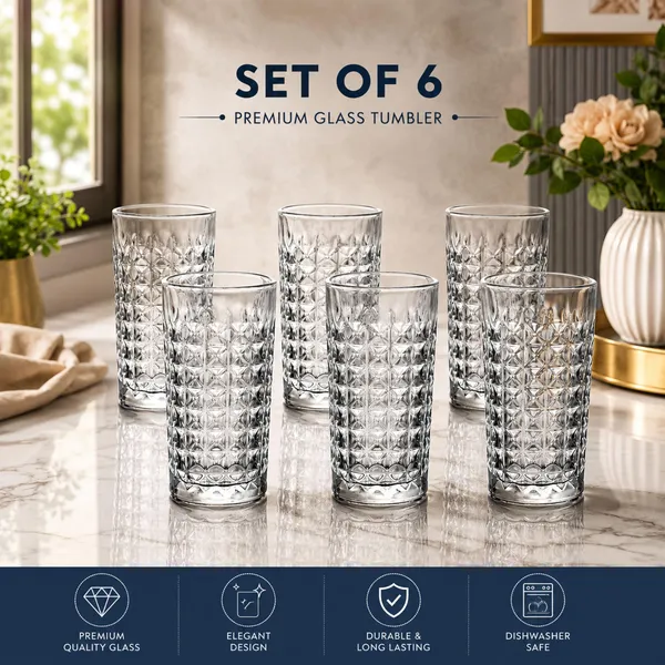 Manraj_Tall_Highball_Glasses_Set_Of_6,_Diamond_Textured_Design_Glassware_For_Drinking_Water,_Beer,_Or_Soda,_Trendy_And_Elegant_Dishware,_Dishwasher_Safe_(Hiball)_(255_Ml)_(Tall)